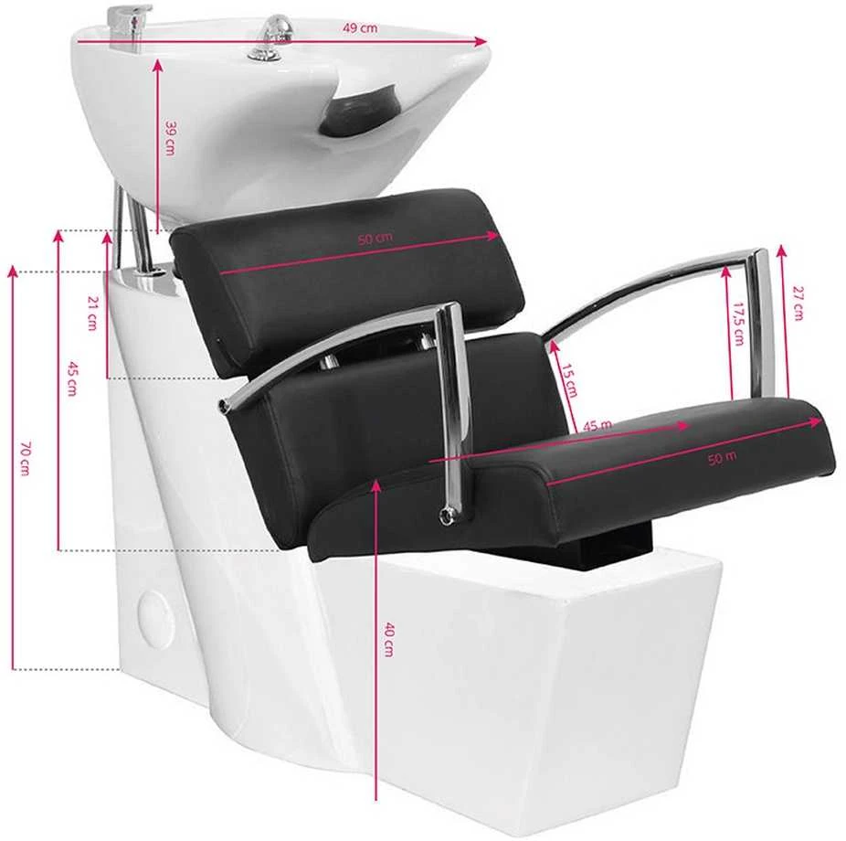 Activeshop Kirpyklos plautuvė GABBIANO PROFESSIONAL HAIRWASHER BRUSSEL Baltas BASE STRIP Juodas SEAT