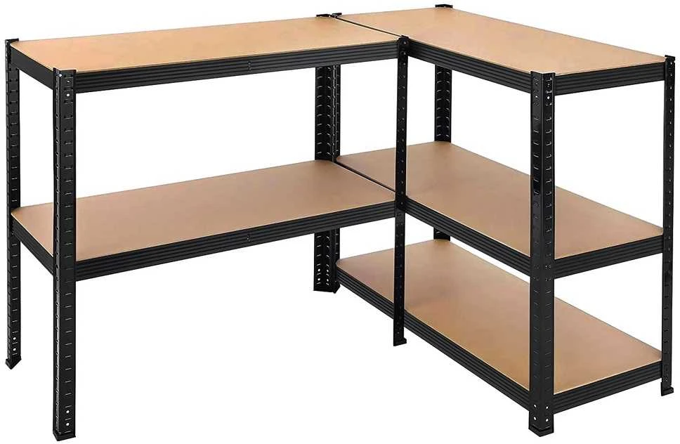 Juodas sandėliavimo stelažas 180x90x30 cm, 875 kg, lentynos, garažui, sandėliukui, dirbtuvėms