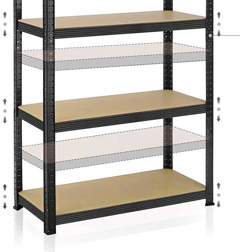 Juodas sandėliavimo stelažas 180x90x30 cm, 875 kg, lentynos, garažui, sandėliukui, dirbtuvėms
