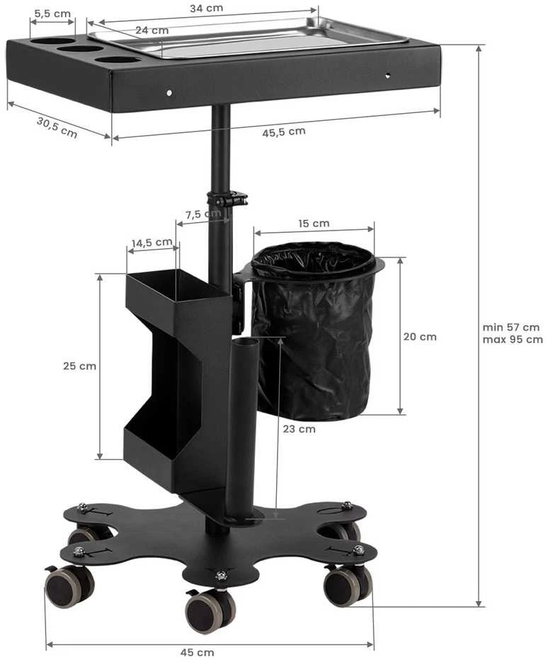 Activeshop Kosmetologinis vežimėlis PRO INK 716C Juodas