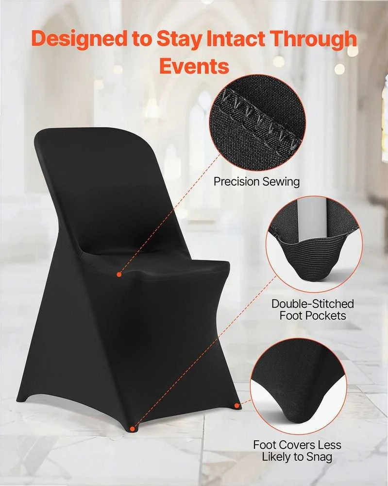 Juodi kėdžių užvalkalai, 30 vnt. poliesterio ir spandex tamprios įmautės vestuvėms ir banketams, tinka kėdėms iki 46x50x86 cm, elastingi kėdžių užvalkalai renginiams