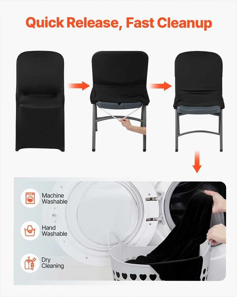 Juodi kėdžių užvalkalai, 30 vnt. poliesterio ir spandex tamprios įmautės vestuvėms ir banketams, tinka kėdėms iki 46x50x86 cm, elastingi kėdžių užvalkalai renginiams