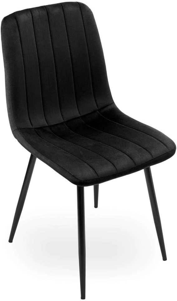 Juodo aksomo valgomojo kėdė, ergonomiška, 120 kg, patogi, minkšta, virtuvės kėdė su atlošu