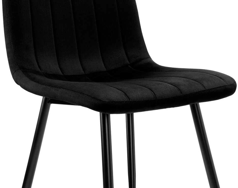 Juodo aksomo valgomojo kėdė, ergonomiška, 120 kg, patogi, minkšta, virtuvės kėdė su atlošu