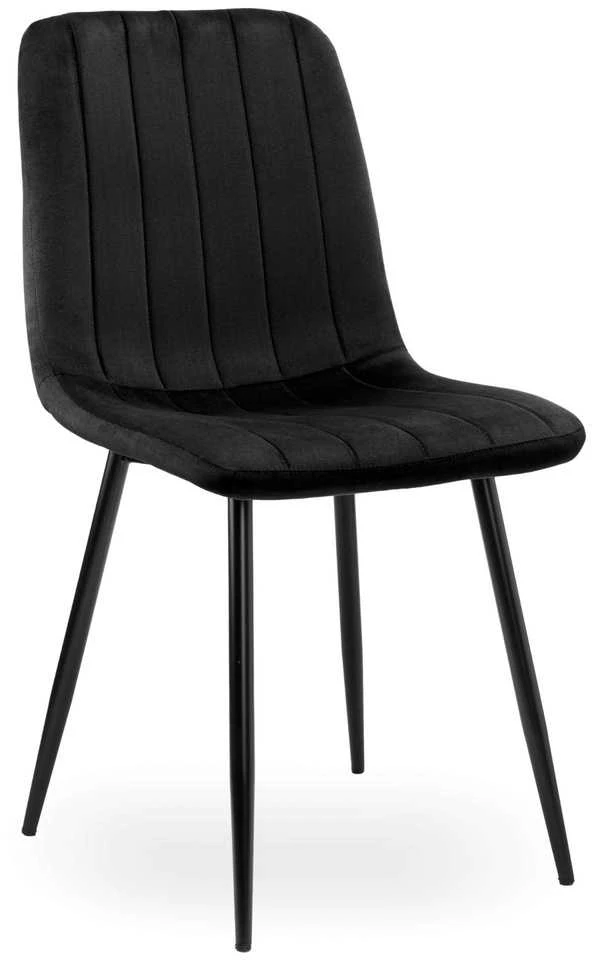 Juodo aksomo valgomojo kėdė, ergonomiška, 120 kg, patogi, minkšta, virtuvės kėdė su atlošu