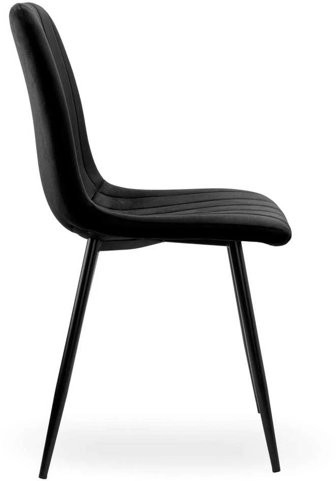Juodo aksomo valgomojo kėdė, ergonomiška, 120 kg, patogi, minkšta, virtuvės kėdė su atlošu