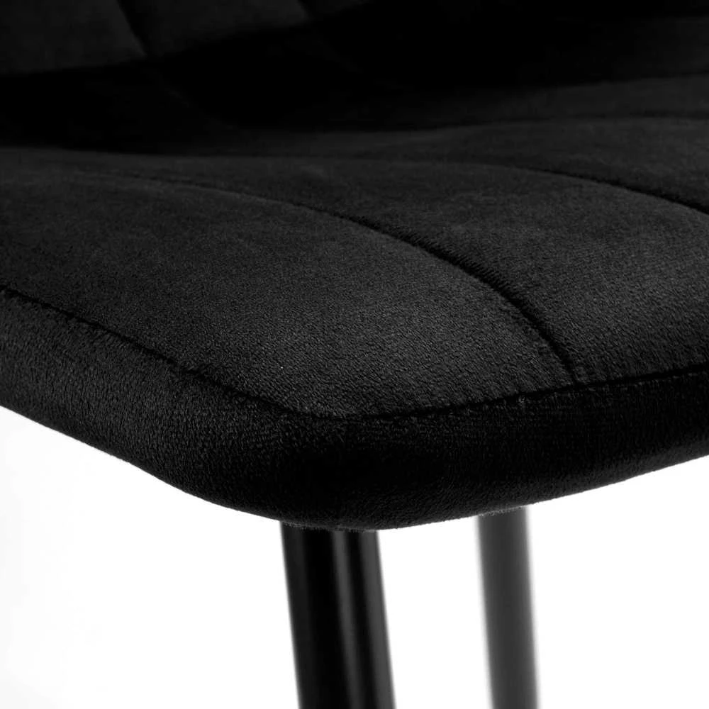 Juodo aksomo valgomojo kėdė, ergonomiška, 120 kg, patogi, minkšta, virtuvės kėdė su atlošu
