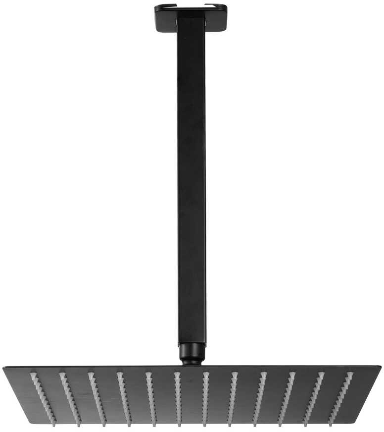 Juodo matinio kvadrato formos dušo sistema su dušo galvute 254 mm, žemo slėgio dušas, rankinis dušas, dušo komplektas