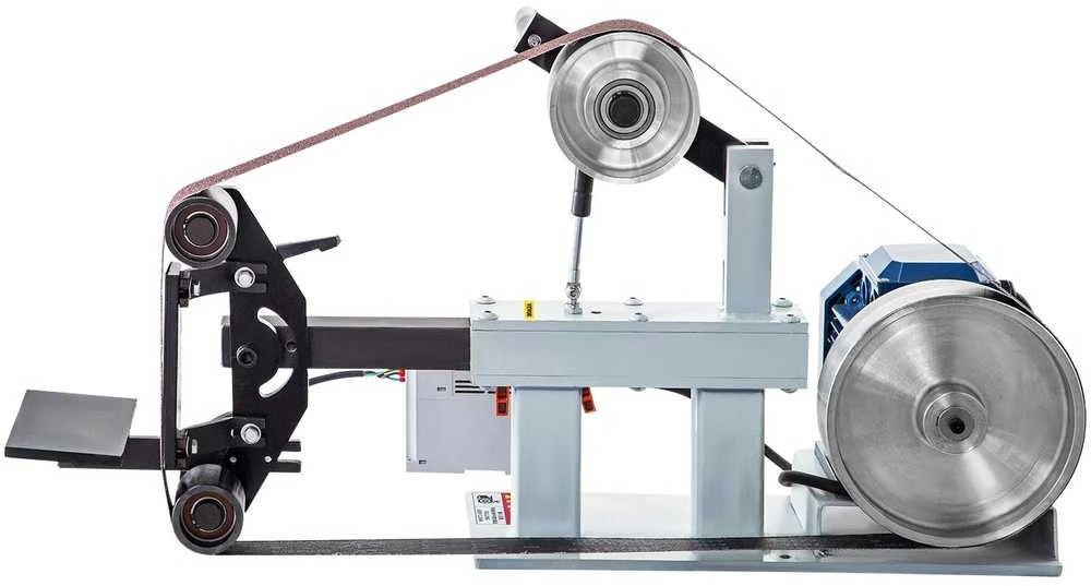 Juostinio šlifuoklio įrenginys metalui ir medžiui, kintamo greičio, 1,5 kW elektrinis juostinis šlifuoklis, stalinės šlifavimo staklės, kombinuotas šlifuoklis