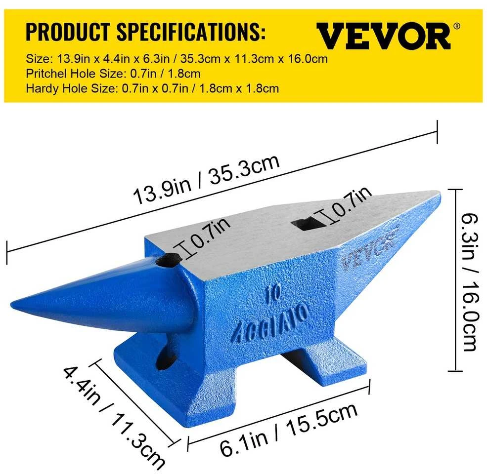 VEVOR Juodojo metalo kūjis 10kg kalvystei