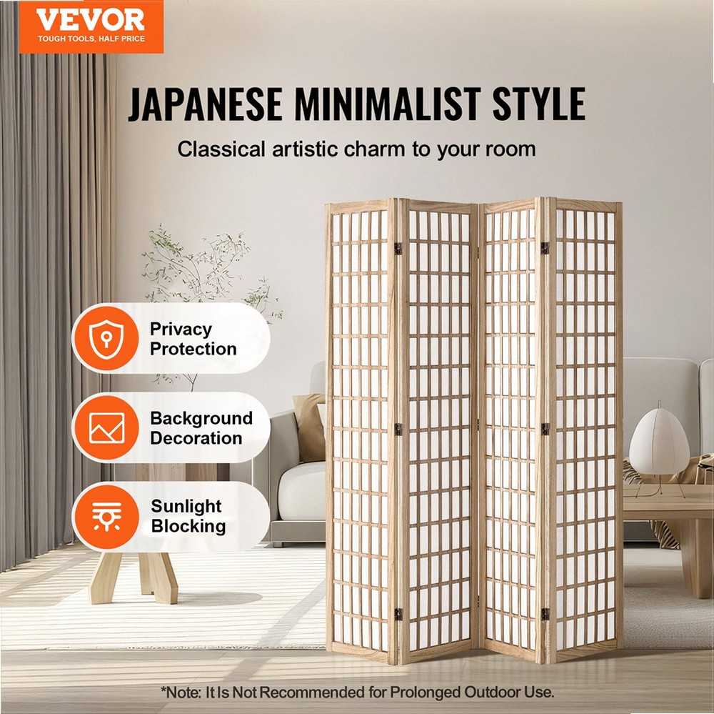 Kambario pertvara, 4 dalių japoniška sulankstoma širma privatumui, nešiojama pertvara namams, biurui, restoranui, natūralaus medžio rėmas, dekoratyvinė sienelė
