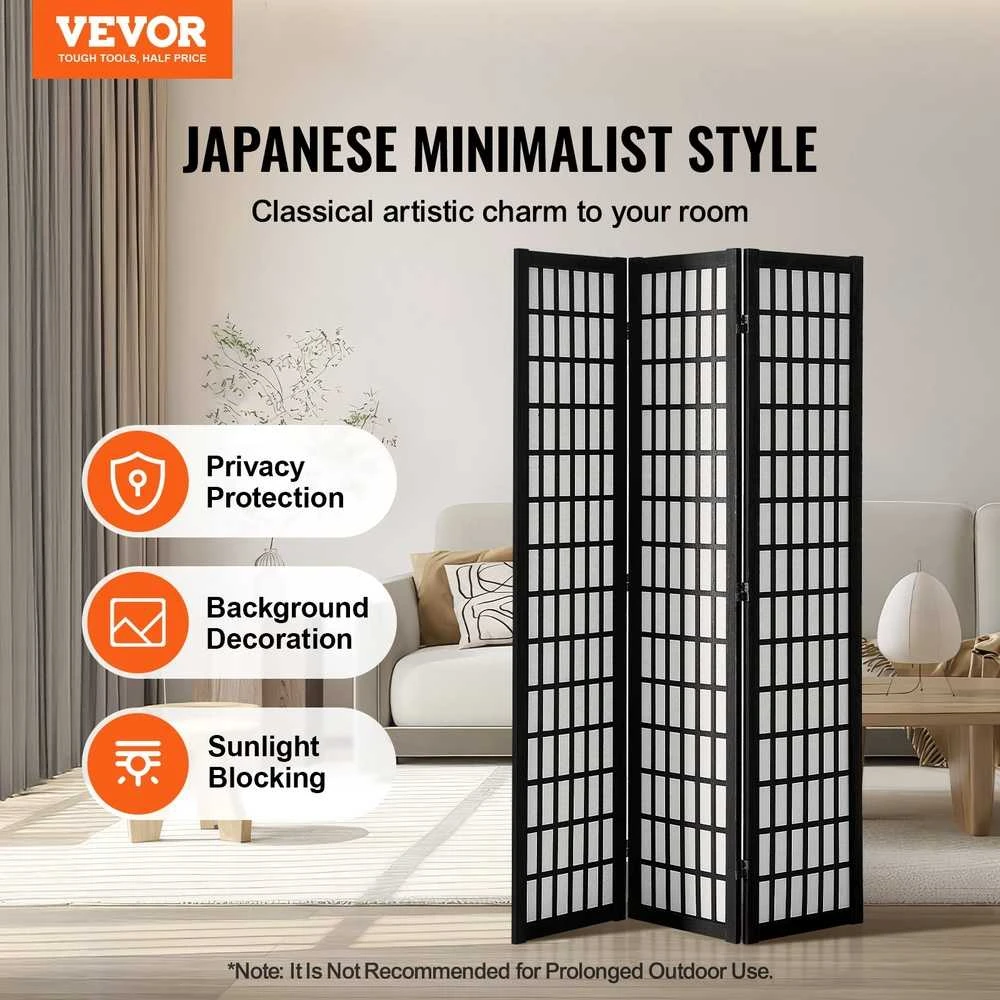 VEVOR Japonų kambario dalytuvas, 3 panelių siena