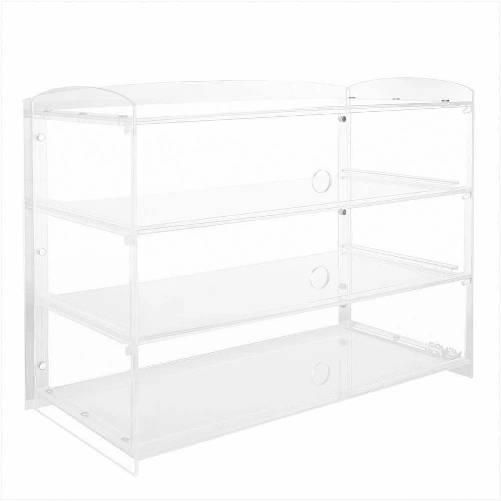 Kepyklos vitrina, 3 lygių komercinė stalviršio konditerijos vitrina, skaidri akrilo duoninė su atlenkiamomis durelėmis sausainiams desertams spurgoms, 482 x 232 x 380 mm, maisto eksponavimo dėžė