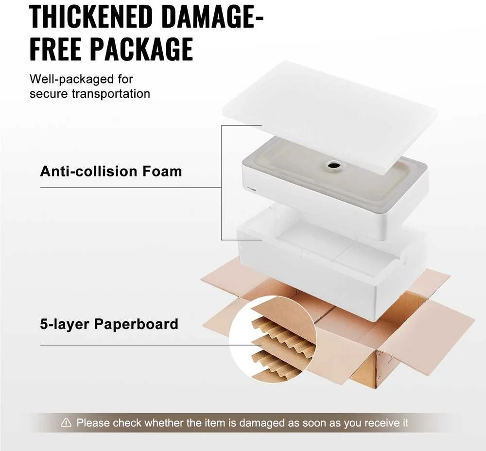 Keraminis praustuvas 609 mm, patvarus atsparus dilimui vonios kambario praustuvas, baltas stalviršio praustuvas