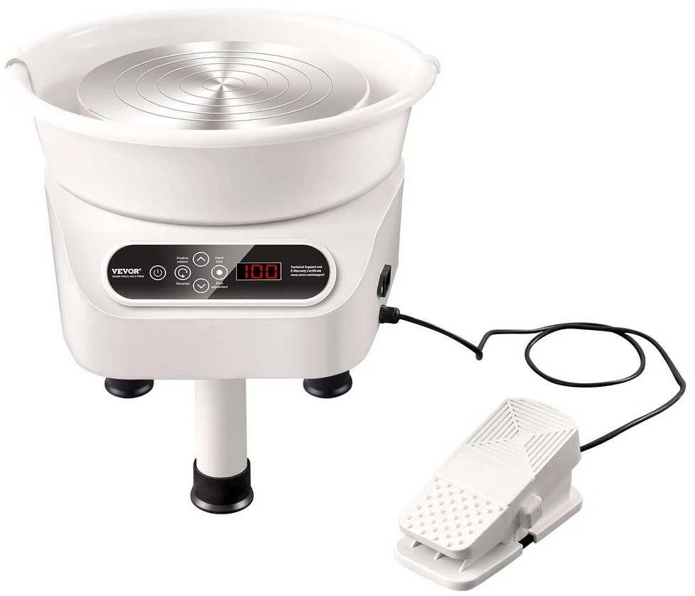 Keraminis puodininko ratas, 450 W variklis, LCD jutiklinis ekranas, kojinis pedalas, atsparus vandeniui