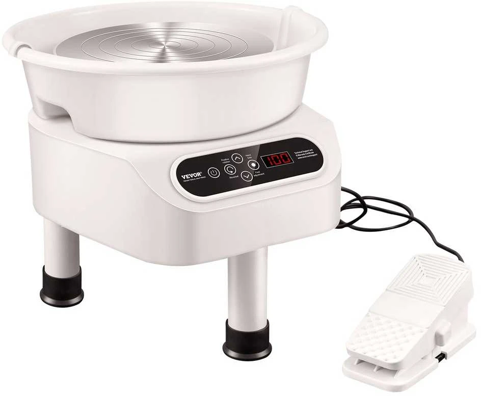 Keraminis puodininko ratas, 450 W variklis, LCD jutiklinis ekranas, kojinis pedalas, atsparus vandeniui
