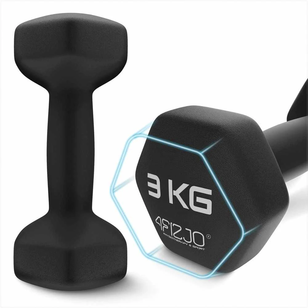 4Fizjo Ketaus hantelių rinkinys, 12 kg, namų fitnesui, jėgos treniruotėms, šešiakampiai hanteliai, įvairiaspalviai svoriai