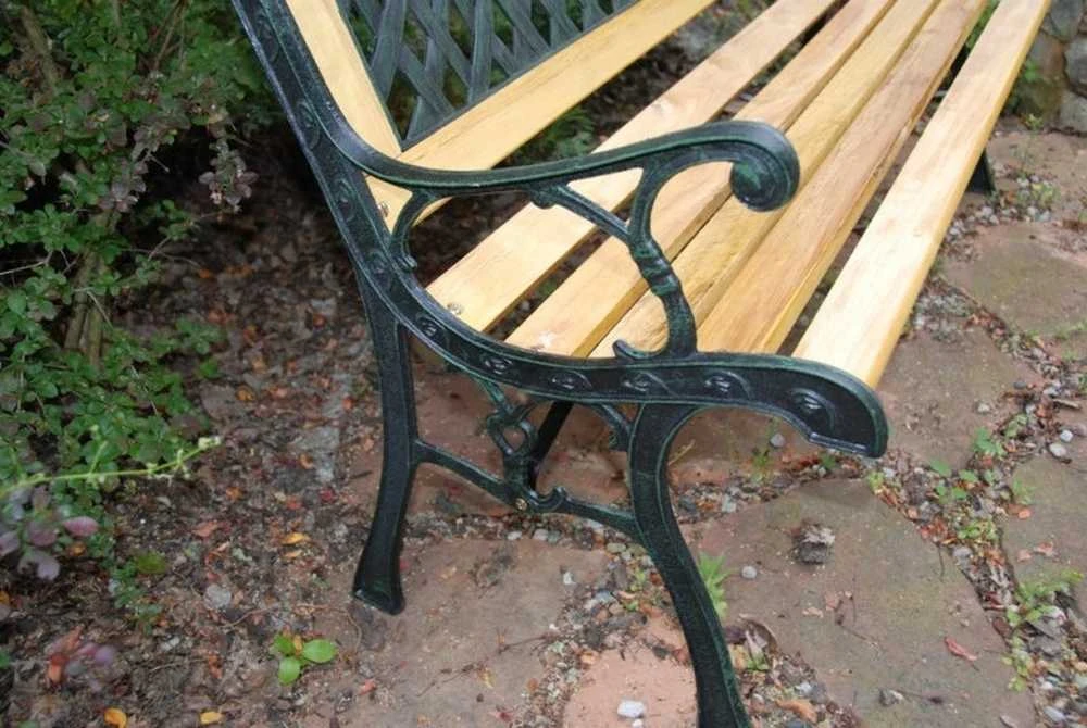 Ketaus sodo suoliukas KARO, klasikinio stiliaus, dekoratyvinis, lengvas surinkimas, 120 cm parko suolas, lauko baldai, metalinis suoliukas