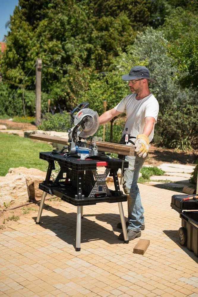 Keter Tools Sulankstomas darbo stalas su dviem stalviršiais, išlaiko 453 kg