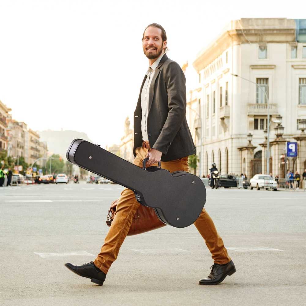 Kietas gitaros dėklas LES Paul, 41.34 col., neperšlampamas, juodas, gitarų dėklas, LP dėklas