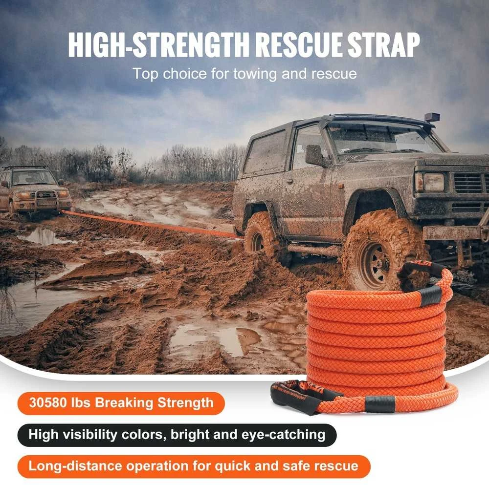 Kinetinis vilkimo lynas, 9.1 m, galingas, bekelės, su minkštomis kilpomis, tempimo diržas džipui, automobiliui, sunkvežimiui, visureigiui, ATV, UTV, traktoriui