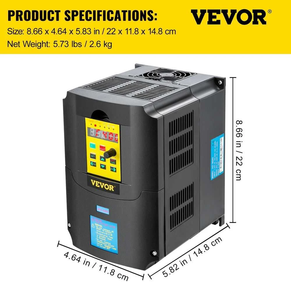 VEVOR Kintamo dažnio pavara, AC 220V įėjimas, 4kW