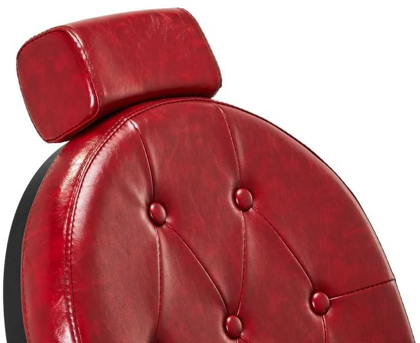 Kirpyklos kėdė, hidraulinė, reguliuojama, raudona vintažinio stiliaus, profesionali kirpyklos kėdė, salono stiliaus kėdė