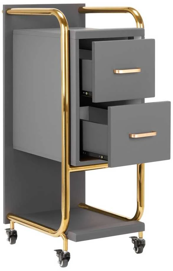 Activeshop Kosmetologinis vežimėlis GABBIANO HAIRDRESSER HELPER SOLO MODEL GOLD Pilkas