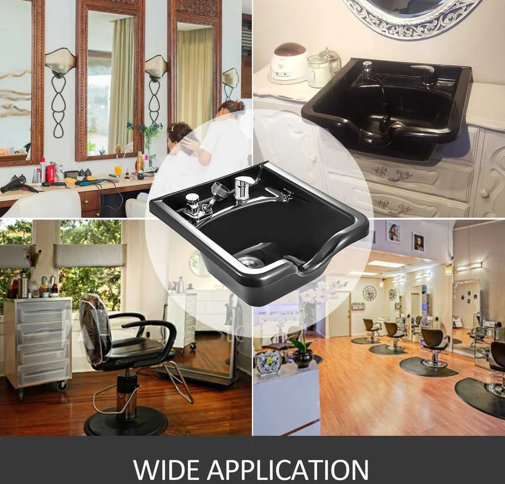 Kirpyklos plautuvė, juodo ABS plastiko, salonui ir SPA, grožio salonams, plaukų plovimo dubuo, galvos plovimui