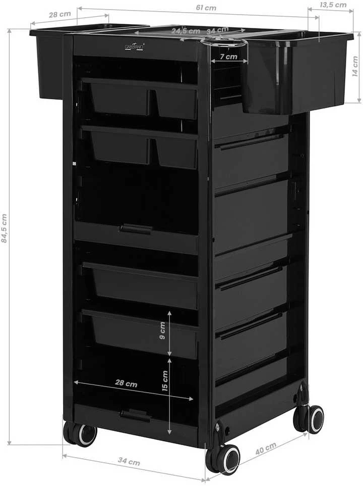 Activeshop Kirpėjo vežimėlis GABBIANO HAIRDRESSER HELPER 68B Juodas