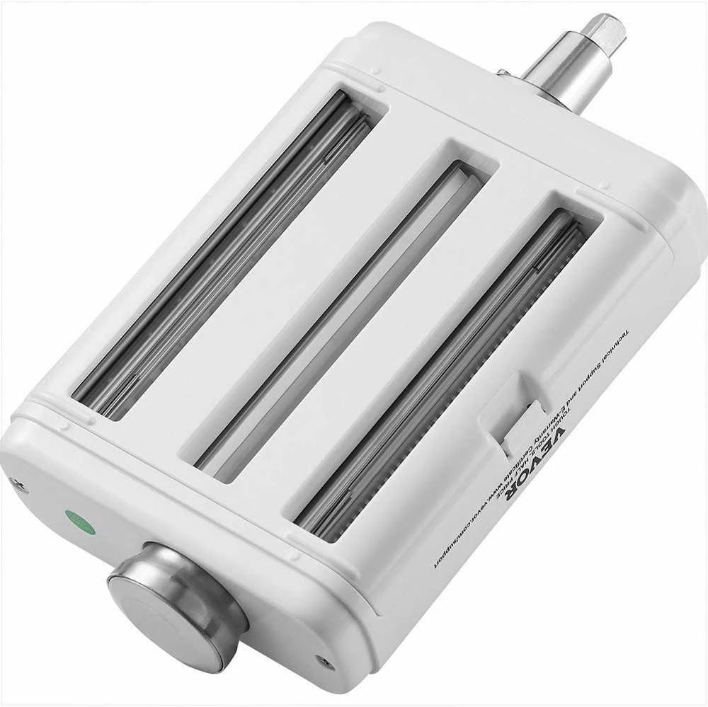 KitchenAid Makaronų gaminimo priedas pastatomam mikseriui, „trys viename“ nerūdijančio plieno kočiotuvas ir pjaustyklė, reguliuojamo storio makaronų mašinėlė, spagečių ir fettuccine pjaustymo rinkinys