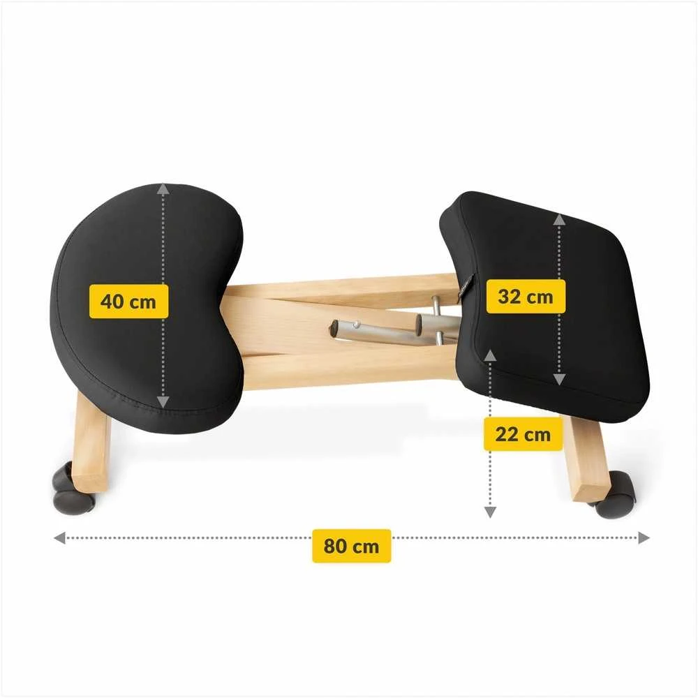 4Fizjo Klūpima kėdė, biurui ir namams, ergonominė laikysenos atrama, juoda reguliuojama klūpima kėdutė