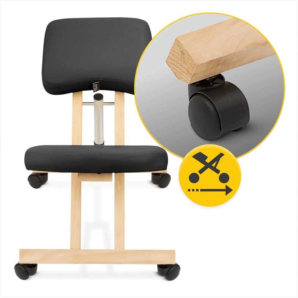 4Fizjo Klūpima kėdė, biurui ir namams, ergonominė laikysenos atrama, juoda reguliuojama klūpima kėdutė