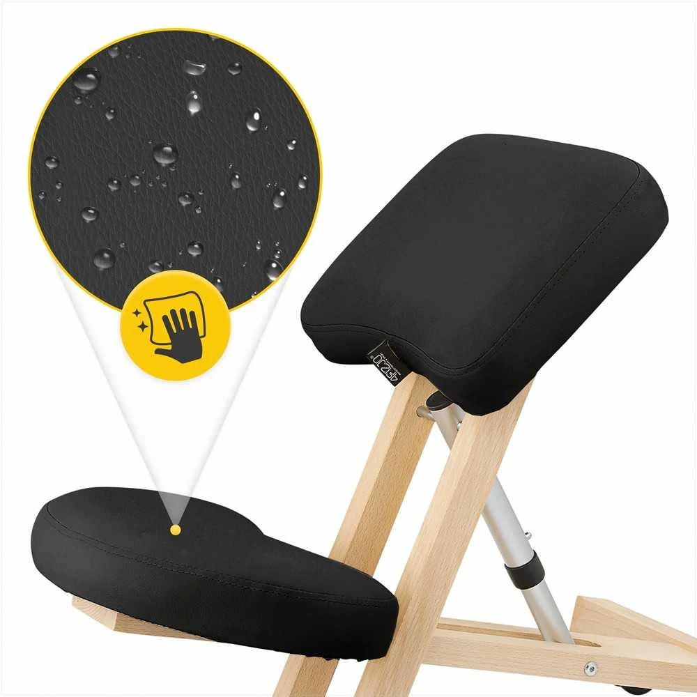 4Fizjo Klūpima kėdė, biurui ir namams, ergonominė laikysenos atrama, juoda reguliuojama klūpima kėdutė