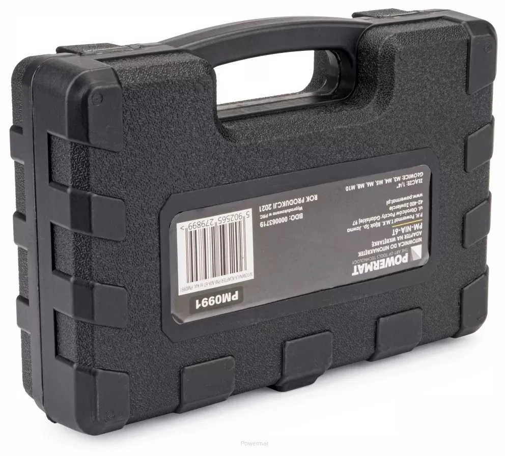 Kniedžių veržlių įrankio adapteris M3-M10, 1/4" šeš. kotas, CrMo plienas, su dėklu, kniedijimo įrankis, serviso įrankis, kniedėms, veržlių tvirtinimui