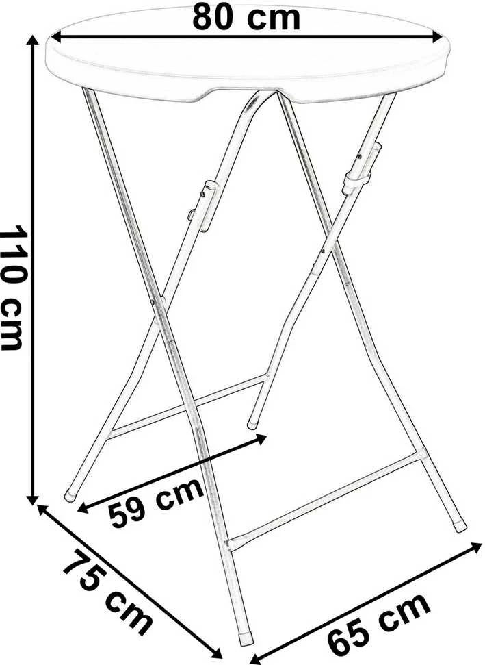 Kokteilių staliukas 80 cm, sulankstomas, apvalus, juodas, furšetų, vakarėlių stalas