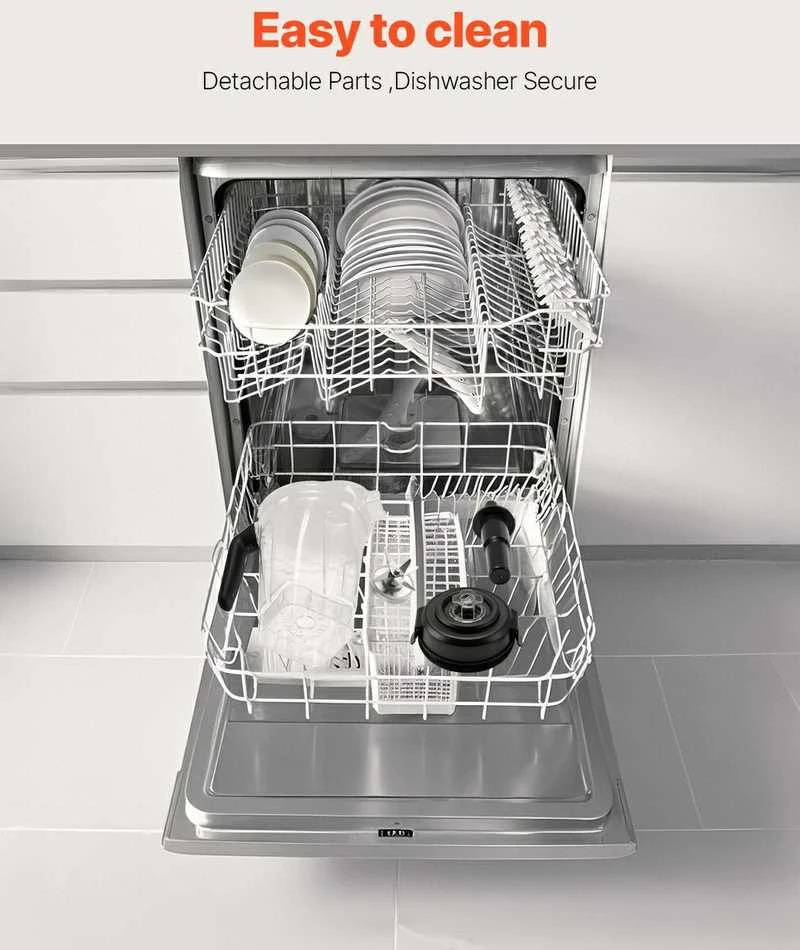 Kokteilių trintuvas maisto ruošimui, 2.5 l, 1600 W didelės spartos variklis, nerūdijančio plieno peiliukai, virtuvės trintuvas, didelės talpos trintuvas