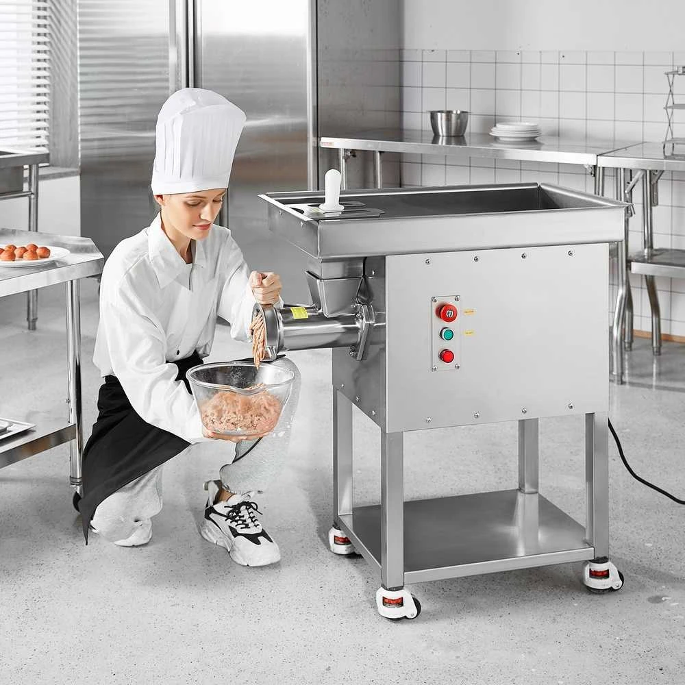 Komercinė elektrinė mėsmale 10 kg/min, 2200 W, nerūdijančio plieno, dešrų kimštuvas, galingas mėsmaltuvas, pramoninis