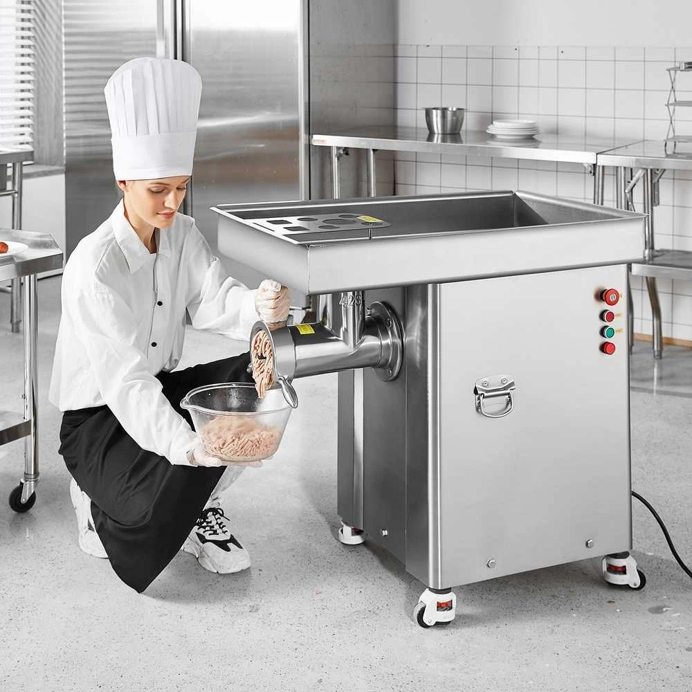Komercinė elektrinė mėsmalė 16.6kg/min, 4000 W, nerūdijančio plieno, pramoninė, dešrų kimštuvas, mėsos malimo mašina, galinga