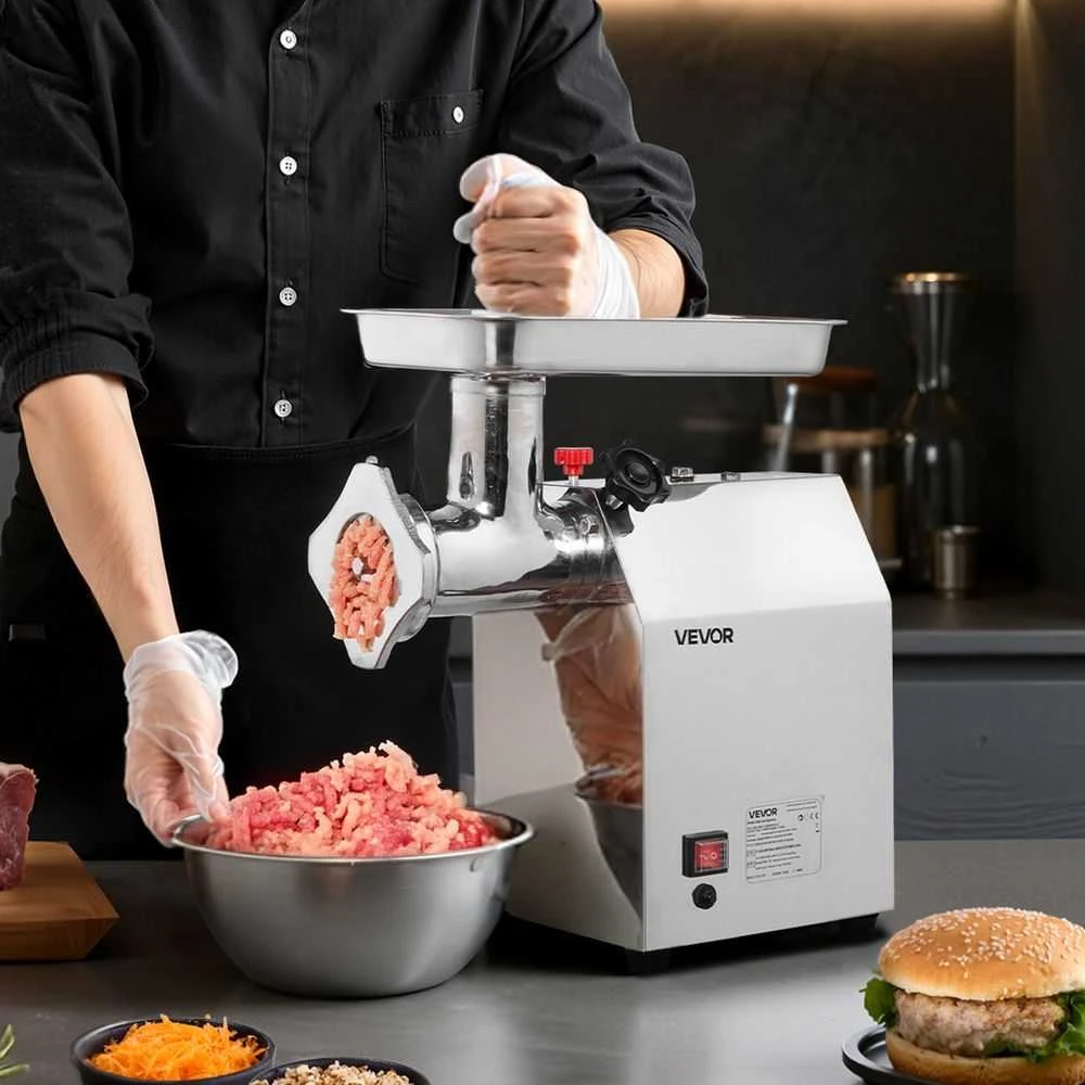 Komercinė elektrinė mėsmalė, didelio našumo nerūdijančio plieno smulkintuvas, 4.2kg/min našumas, restoranams ir virtuvėms, pramoninis dešrų gamintojas