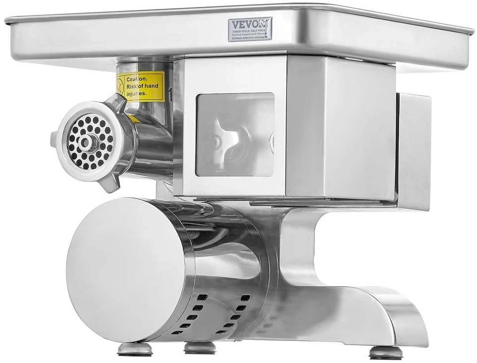Komercinė elektrinė mėsmalė, didelio našumo mėsos pjaustyklė, 3-in-1 dešrų kimšimo aparatas, 5kg/min malūnėlis, nerūdijančio plieno mėsos apdorojimo mašina