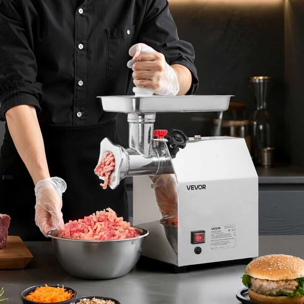 Komercinė elektrinė mėsmalė, didelio našumo mėsos smulkintuvas, pramoninis dešrų kimštuvas, 850W elektrinė mėsmalė restoranui, virtuvinė mėsmalė