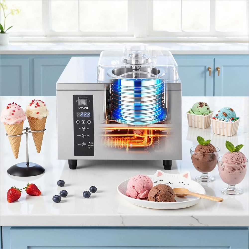Komercinė kietųjų ledų mašina užkandinėms ir restoranams, didelio našumo automatinio valymo LED skydelis, gelato ledų gaminimo aparatas
