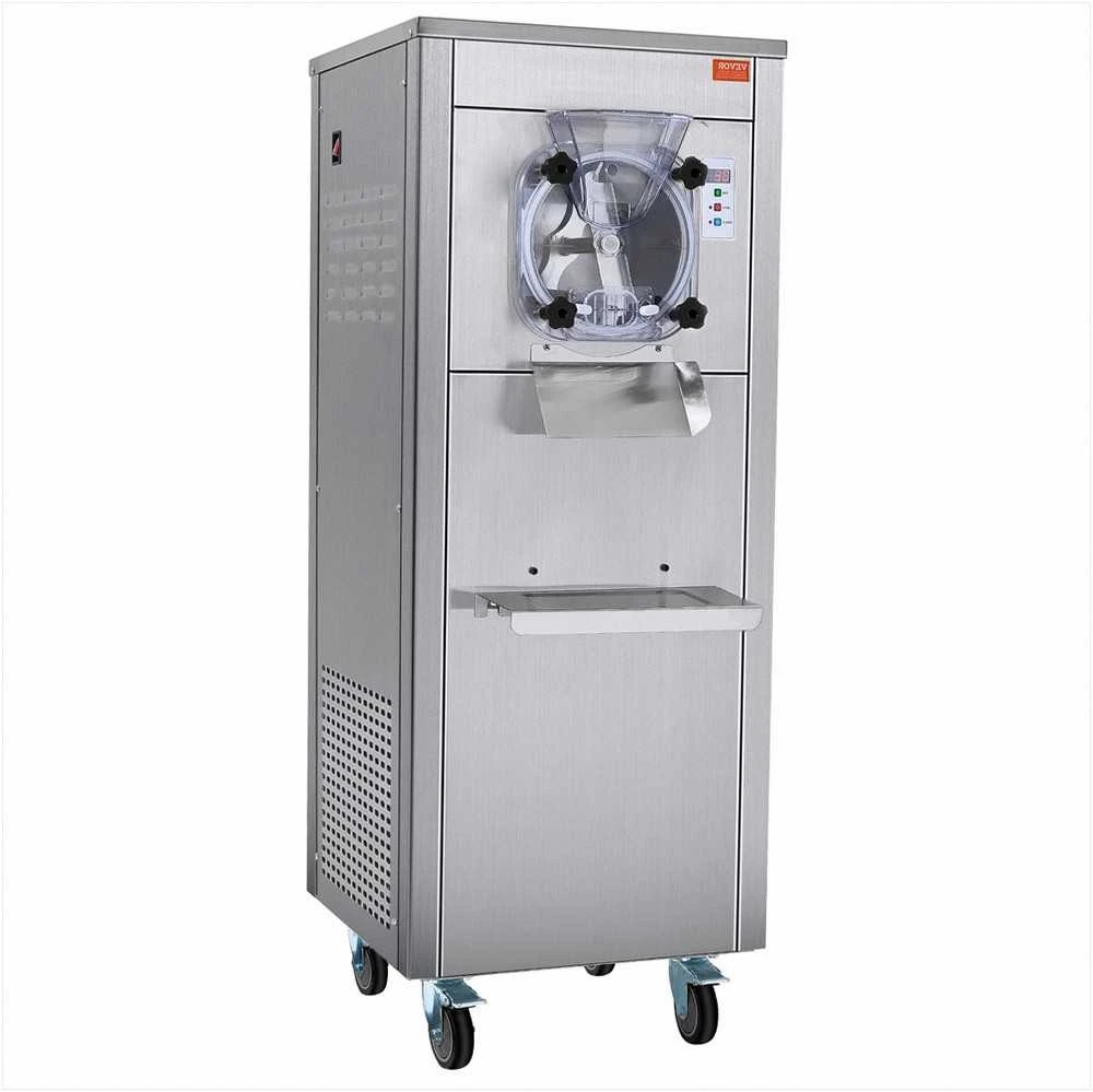 Komercinė ledų mašina, 18 L/H išeigos kietųjų ledų gaminimo aparatas, 1600W vieno skonio su ratukais, nerūdijančio plieno cilindras restoranams, kavinėms