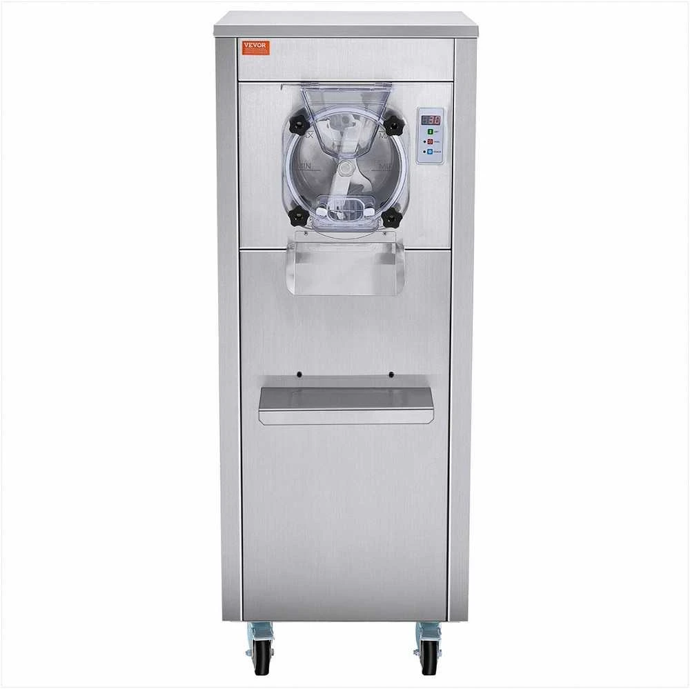 Komercinė ledų mašina, 18 L/H išeigos kietųjų ledų gaminimo aparatas, 1600W vieno skonio su ratukais, nerūdijančio plieno cilindras restoranams, kavinėms