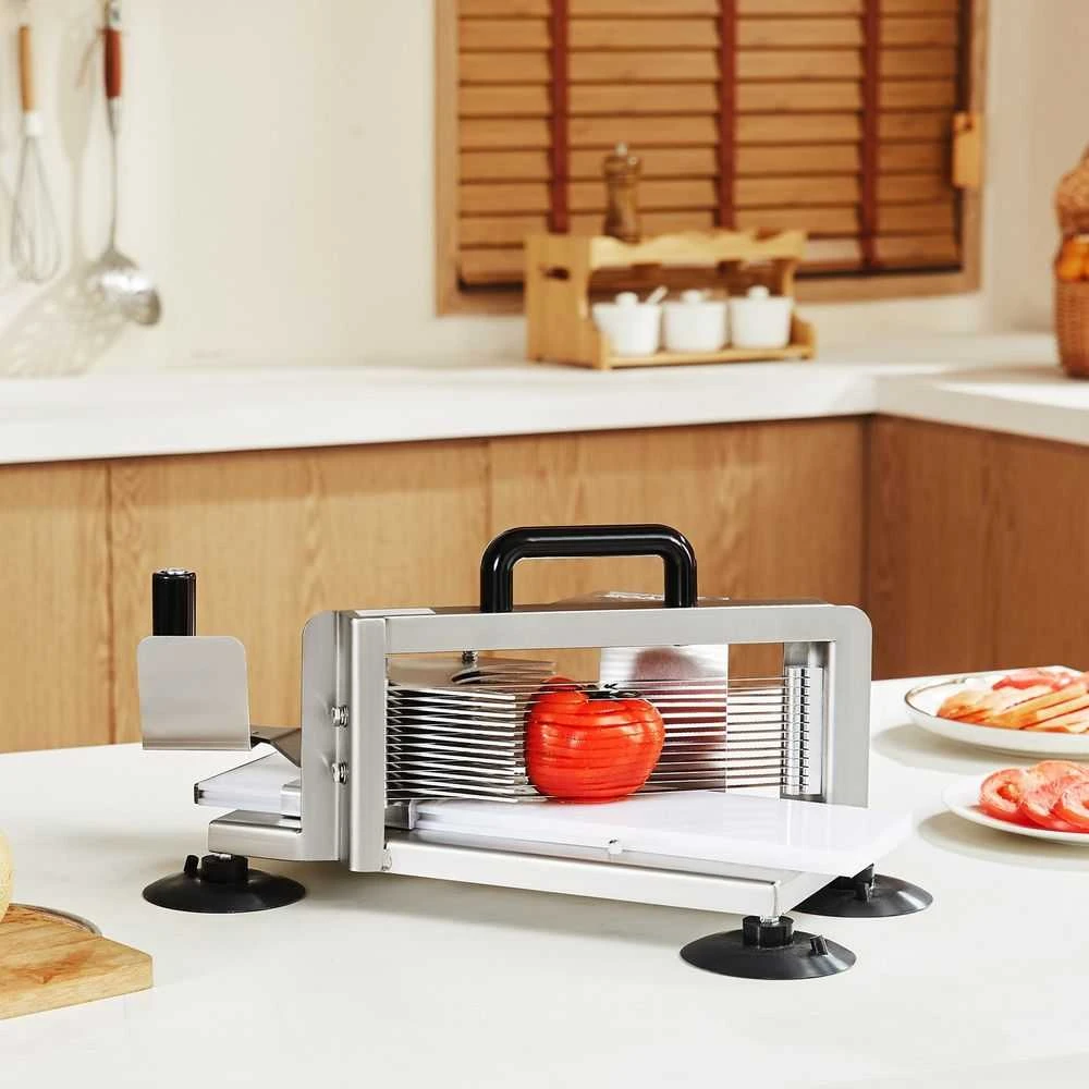 Komercinė pomidorų pjaustyklė, didelio našumo daržovių pjaustyklė, virtuvei ir restoranui, 4.76 mm griežinėliai, nerūdijančio plieno, rankinė pjaustyklė