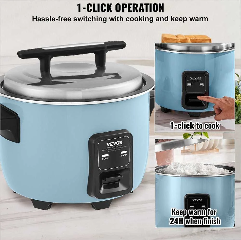 Komercinė ryžių viryklė restoranui, 40 puodelių 8 litrų didelė talpa su neprisvilančiu vidiniu puodu, greitas virimas ir 24 valandų šilumos palaikymas, profesionali virtuvės įranga, ryžių puodas