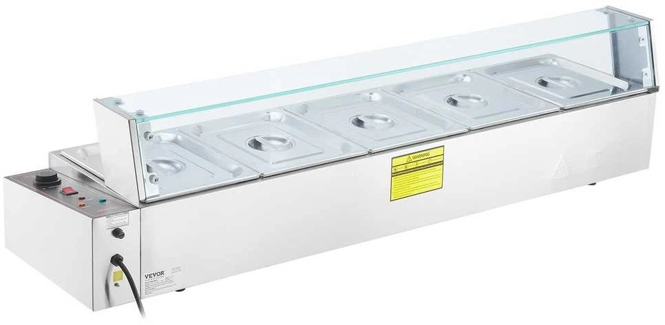 VEVOR Elektrinis maisto šildytuvas su stiklo skydeliu