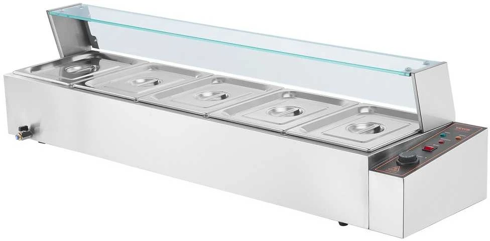 VEVOR Elektrinis maisto šildytuvas su stiklo skydeliu