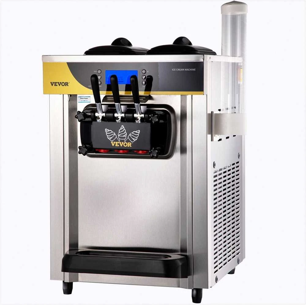 Komercinis minkštų ledų aparatas, stalinis, 2x6L talpa, LCD ekranas, pūtimo funkcija, trūkumo signalizacija, 22-30L išeiga, šaldyto jogurto gaminimo įranga restoranams ir užkandinėms